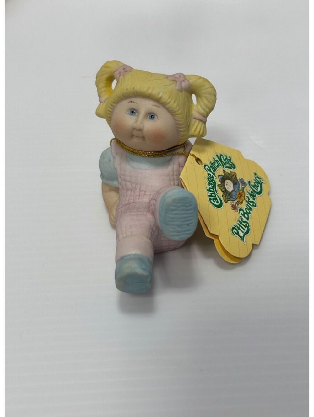 Cabbage Patch Kids Collectible Figurine Girl with Blonde Hair and Pink Overalls